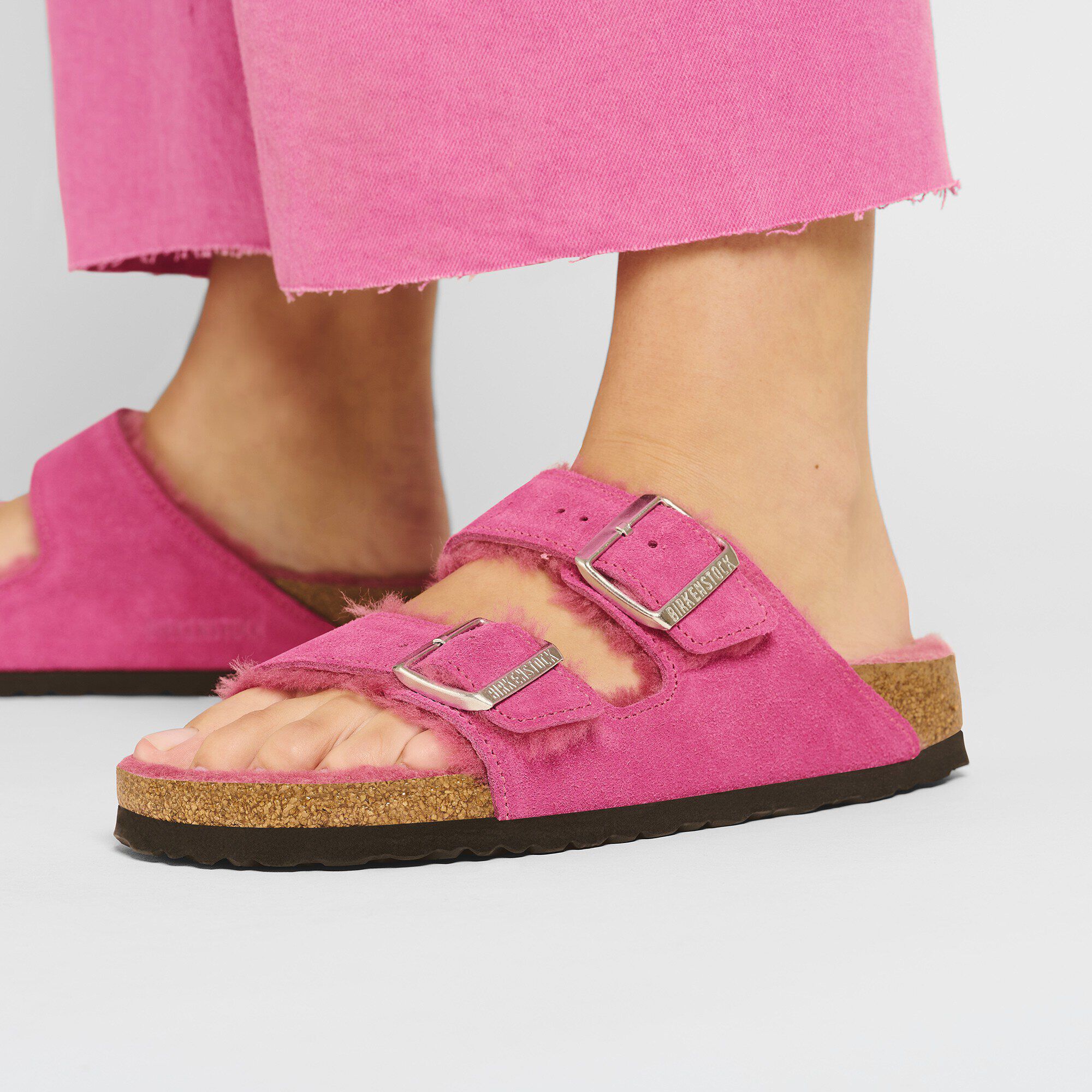 Arizona Shearling Suede Leather-Shearling Fuchsia Tulip - Image 6