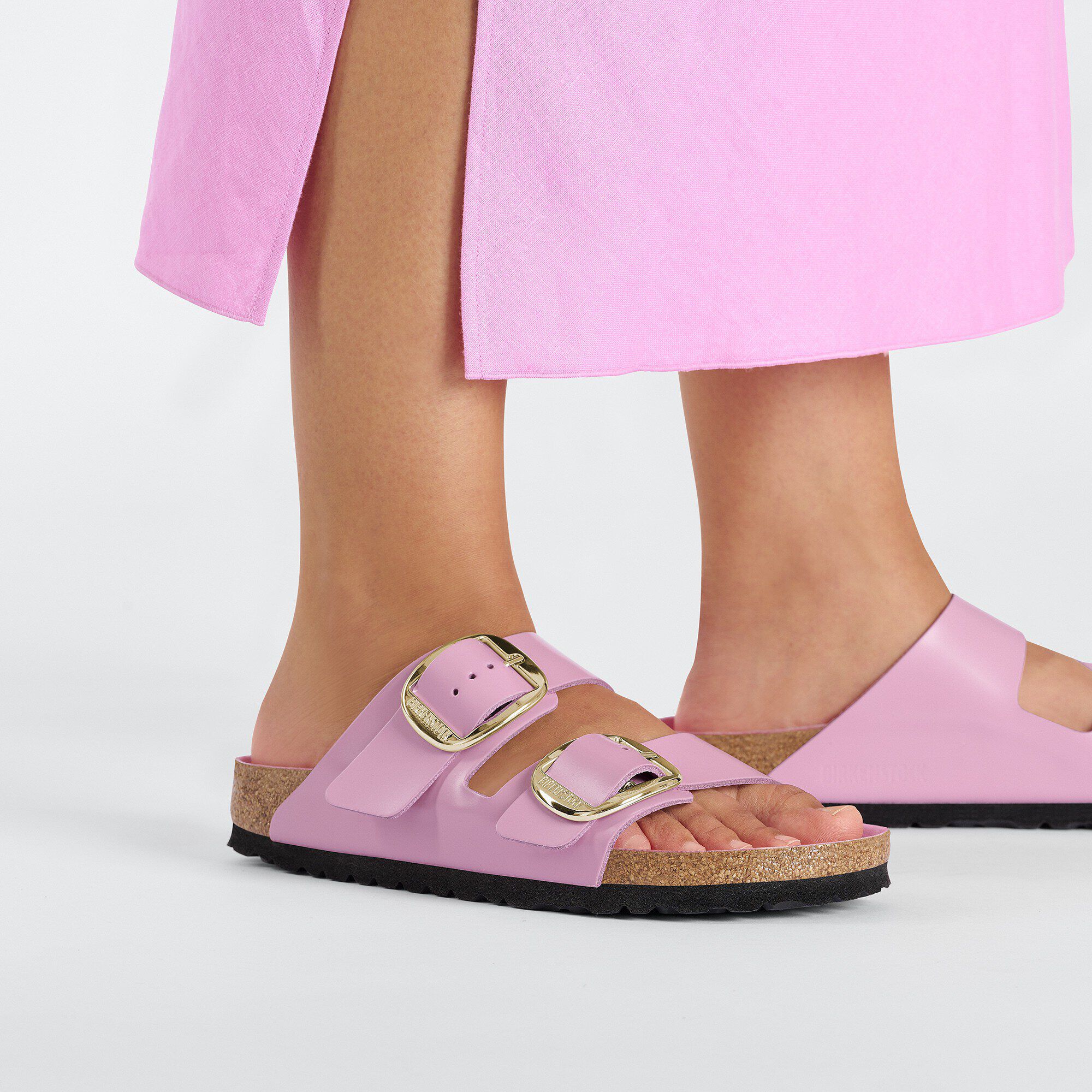 Arizona Big Buckle Natural Leather Patent High Shine Fondant Pink - Image 4